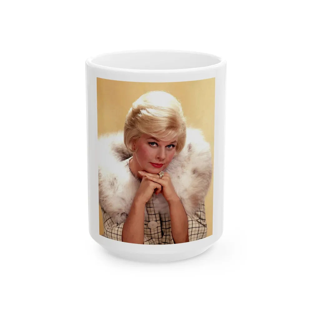 Doris Day #60 (Vintage Female Icon) White Coffee Mug-15oz-Go Mug Yourself