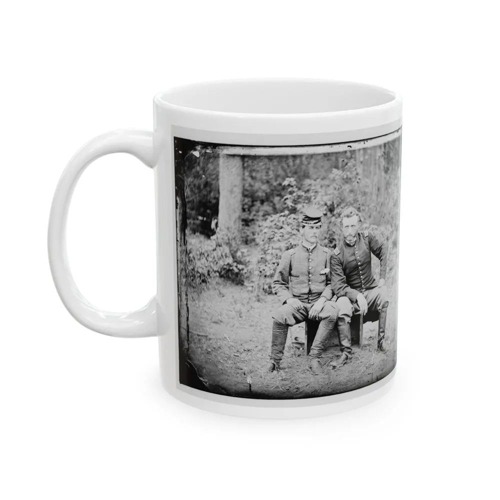 Fair Oaks, Va. Lt. James B. Washington, A Confederate Prisoner, With Capt. George A. Custer Of The 5th Cavalry, U.S.A. (U.S. Civil War) White Coffee Mug-Go Mug Yourself