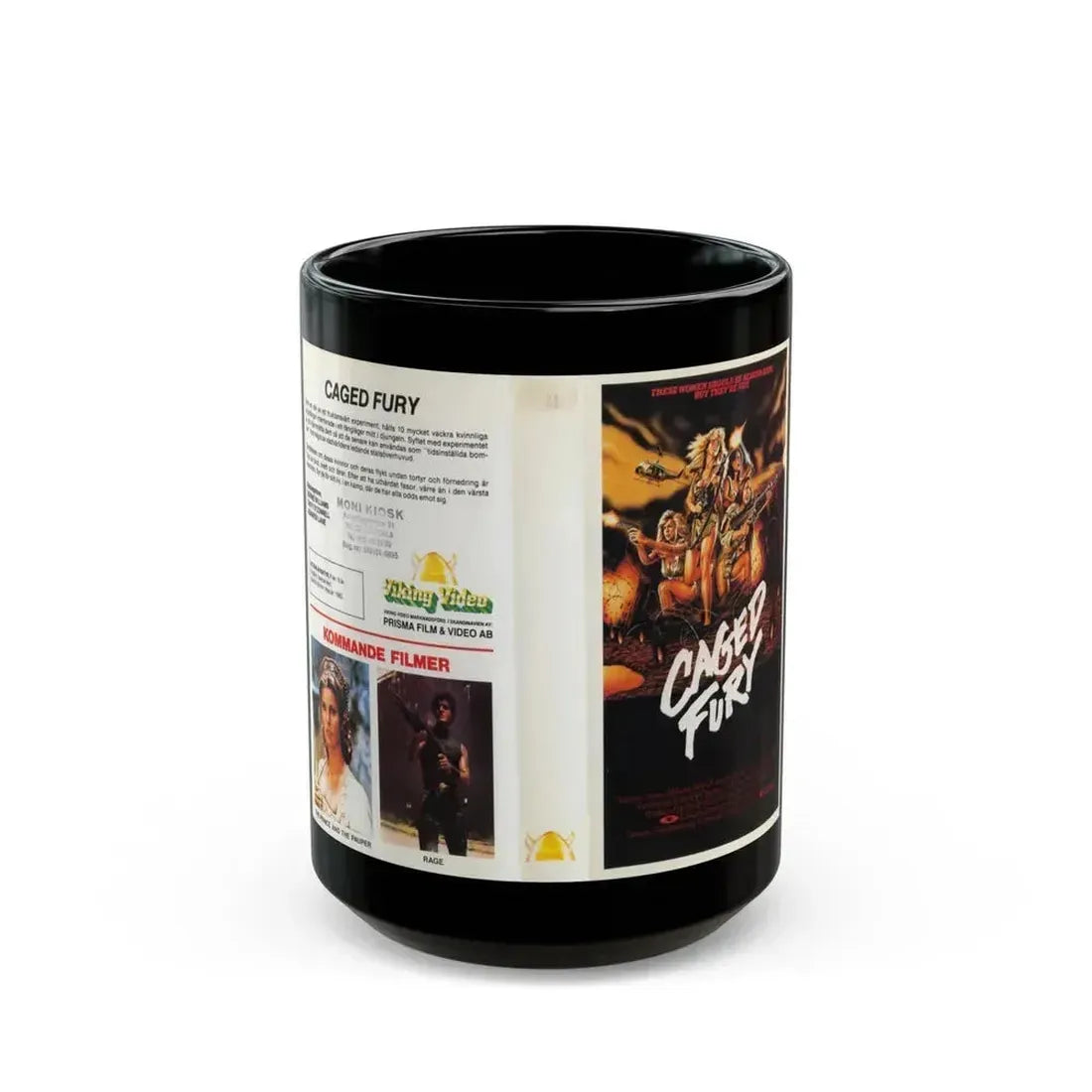CAGED FURY (VHS COVER) - Black Coffee Mug 15oz - Go Mug Yourself