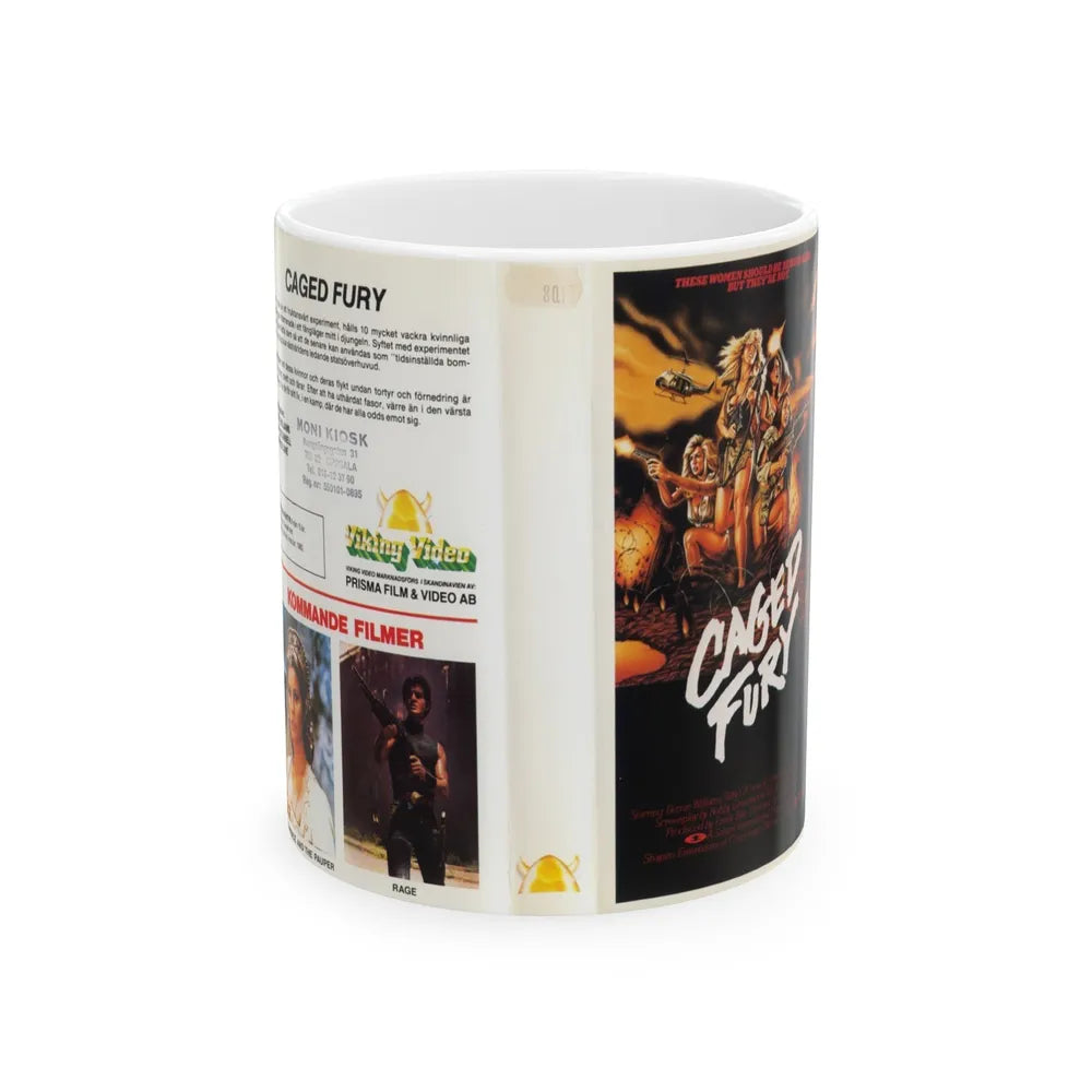 CAGED FURY (VHS COVER) - White Coffee Mug-11oz-Go Mug Yourself