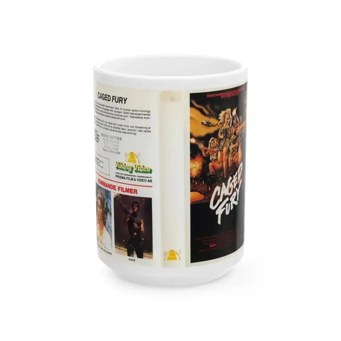 CAGED FURY (VHS COVER) - White Coffee Mug 15oz - Go Mug Yourself