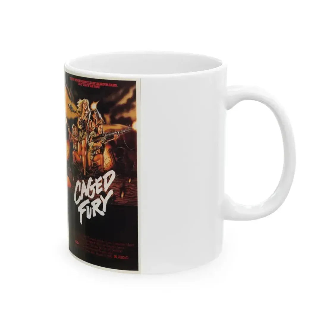 CAGED FURY (VHS COVER) - White Coffee Mug - Go Mug Yourself