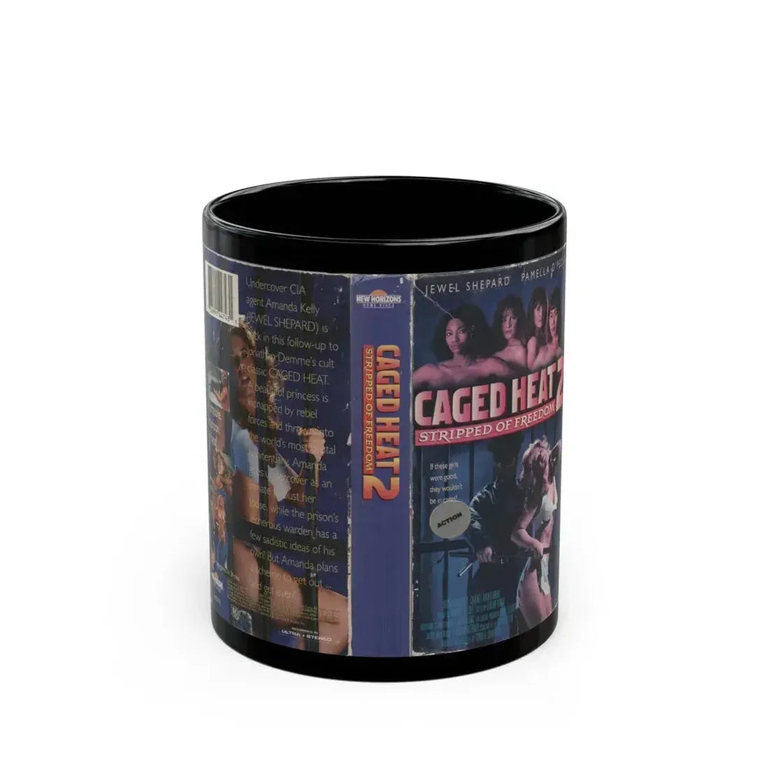 CAGED HEAT 2 STRIPPED OF FREEDOM (VHS COVER) - Black Coffee Mug 11oz - Go Mug Yourself