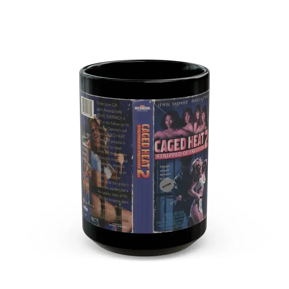CAGED HEAT 2 STRIPPED OF FREEDOM (VHS COVER) - Black Coffee Mug 15oz - Go Mug Yourself
