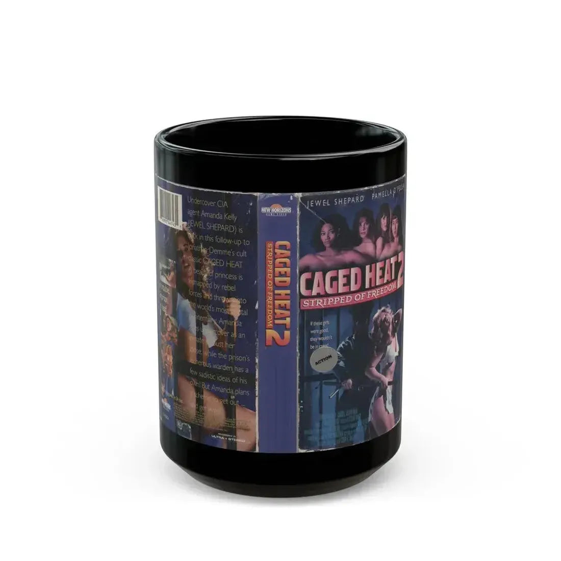 CAGED HEAT 2 STRIPPED OF FREEDOM (VHS COVER) - Black Coffee Mug 15oz - Go Mug Yourself
