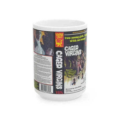 CAGED VIRGINS (VHS COVER) - White Coffee Mug 15oz - Go Mug Yourself
