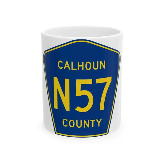 Calhoun County Route N57 IA (Iowa) (Road Sign) White Coffee Mug 11oz - Go Mug Yourself