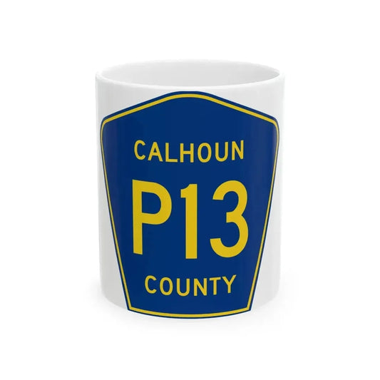 Calhoun County Route P13 IA (Iowa) (Road Sign) White Coffee Mug 11oz - Go Mug Yourself