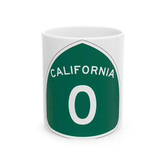 California 0 (California) (Road Sign) White Coffee Mug 11oz - Go Mug Yourself