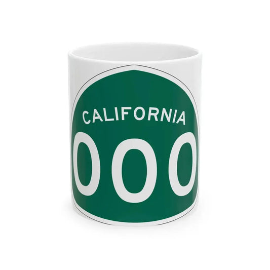 California 000 template (California) (Road Sign) White Coffee Mug 11oz - Go Mug Yourself