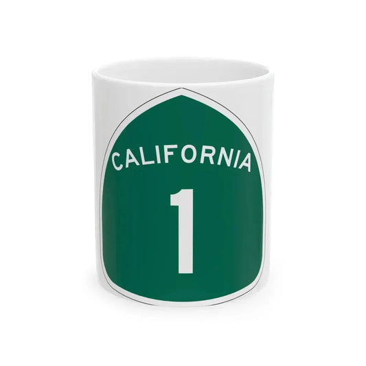 California 1 (California) (Road Sign) White Coffee Mug 11oz - Go Mug Yourself