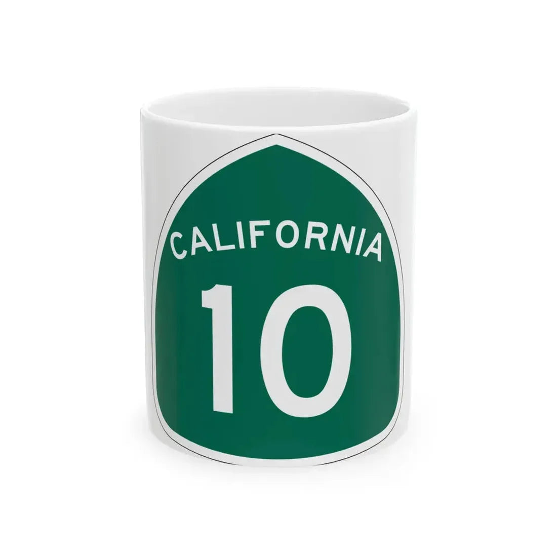 California 10 (California) (Road Sign) White Coffee Mug 11oz - Go Mug Yourself