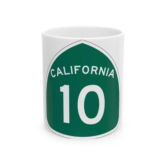 California 10 (California) (Road Sign) White Coffee Mug 11oz - Go Mug Yourself