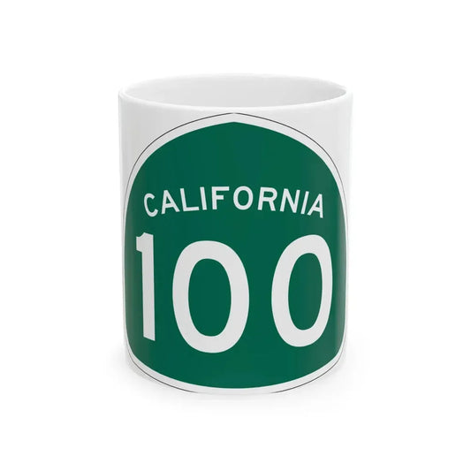 California 100 (California) (Road Sign) White Coffee Mug 11oz - Go Mug Yourself