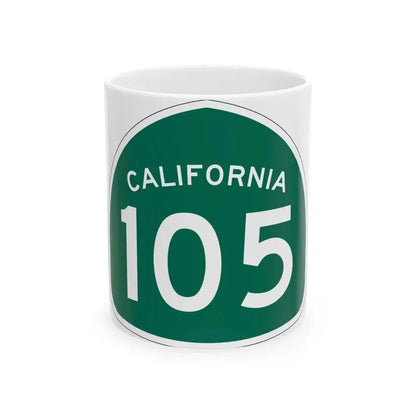 California 105 (California) (Road Sign) White Coffee Mug 11oz - Go Mug Yourself
