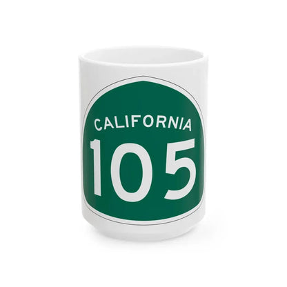 California 105 (California) (Road Sign) White Coffee Mug 15oz - Go Mug Yourself