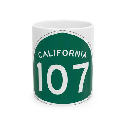 California 107 (California) (Road Sign) White Coffee Mug 11oz - Go Mug Yourself