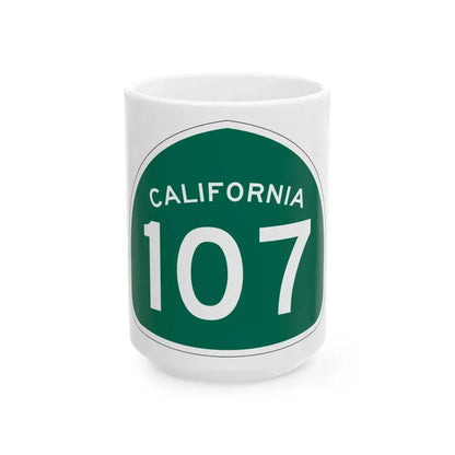 California 107 (California) (Road Sign) White Coffee Mug 15oz - Go Mug Yourself
