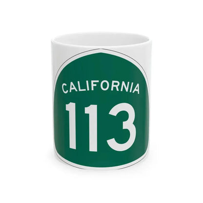 California 113 (California) (Road Sign) White Coffee Mug 11oz - Go Mug Yourself