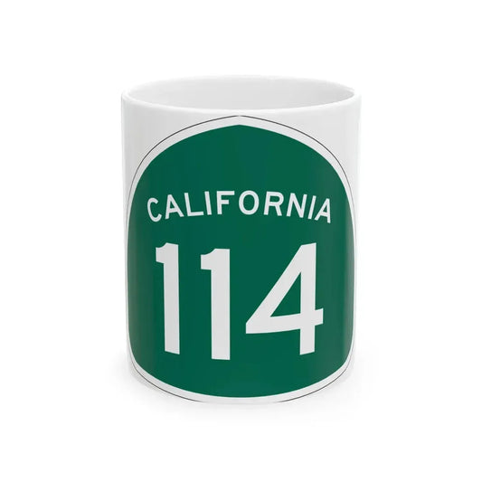 California 114 (California) (Road Sign) White Coffee Mug 11oz - Go Mug Yourself