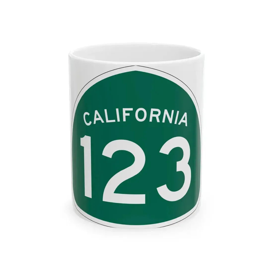 California 123 (California) (Road Sign) White Coffee Mug 11oz - Go Mug Yourself