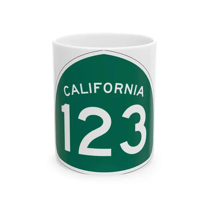 California 123 (California) (Road Sign) White Coffee Mug 11oz - Go Mug Yourself