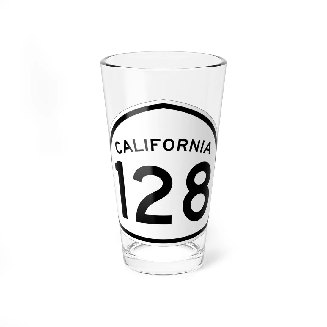California 128 1957 (California) (Road Sign) Pint Glass 16oz 16oz - Go Mug Yourself