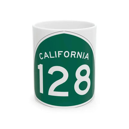 California 128 (California) (Road Sign) White Coffee Mug 11oz - Go Mug Yourself