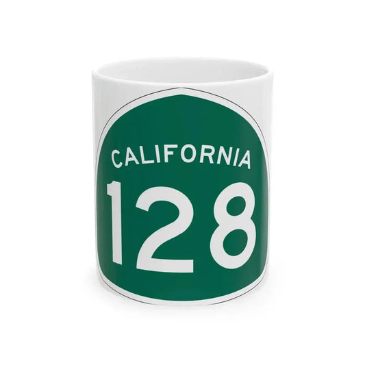 California 128 (California) (Road Sign) White Coffee Mug 11oz - Go Mug Yourself
