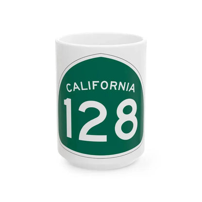 California 128 (California) (Road Sign) White Coffee Mug 15oz - Go Mug Yourself