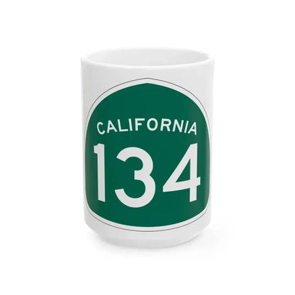 California 134 (California) (Road Sign) White Coffee Mug 15oz - Go Mug Yourself