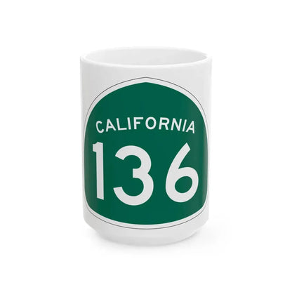 California 136 (California) (Road Sign) White Coffee Mug 15oz - Go Mug Yourself