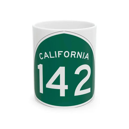 California 142 (California) (Road Sign) White Coffee Mug 11oz - Go Mug Yourself