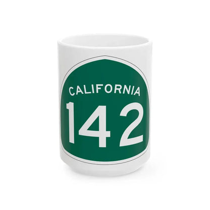 California 142 (California) (Road Sign) White Coffee Mug 15oz - Go Mug Yourself