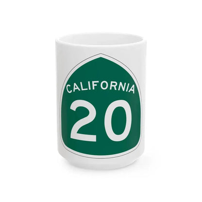 California 20 (California) (Road Sign) White Coffee Mug 15oz - Go Mug Yourself
