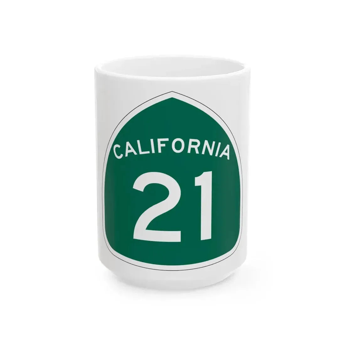 California 21 (California) (Road Sign) White Coffee Mug 15oz - Go Mug Yourself