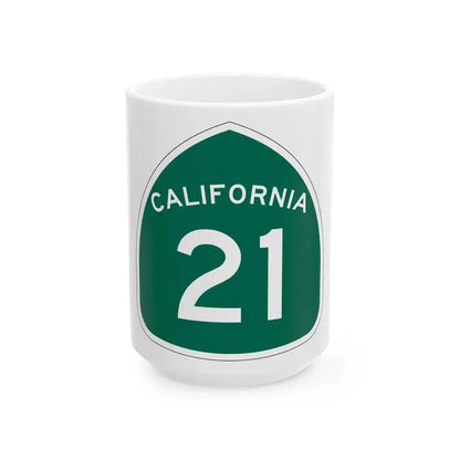 California 21 (California) (Road Sign) White Coffee Mug 15oz - Go Mug Yourself