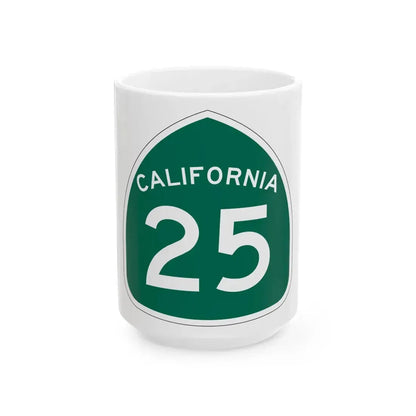 California 25 (California) (Road Sign) White Coffee Mug 15oz - Go Mug Yourself