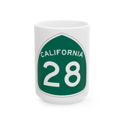 California 28 (California) (Road Sign) White Coffee Mug 15oz - Go Mug Yourself
