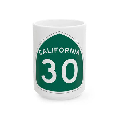 California 30 (California) (Road Sign) White Coffee Mug 15oz - Go Mug Yourself
