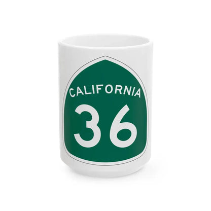 California 36 (California) (Road Sign) White Coffee Mug 15oz - Go Mug Yourself