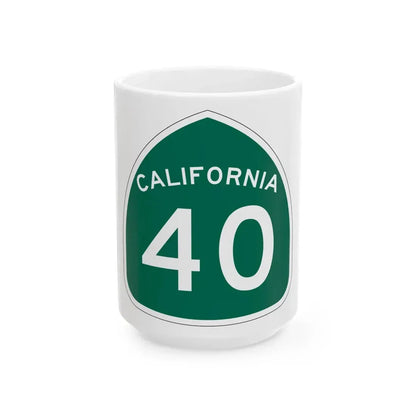 California 40 (California) (Road Sign) White Coffee Mug 15oz - Go Mug Yourself