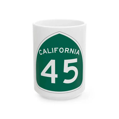 California 45 (California) (Road Sign) White Coffee Mug 15oz - Go Mug Yourself