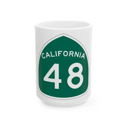 California 48 (California) (Road Sign) White Coffee Mug 15oz - Go Mug Yourself
