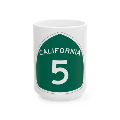 California 5 (California) (Road Sign) White Coffee Mug 15oz - Go Mug Yourself