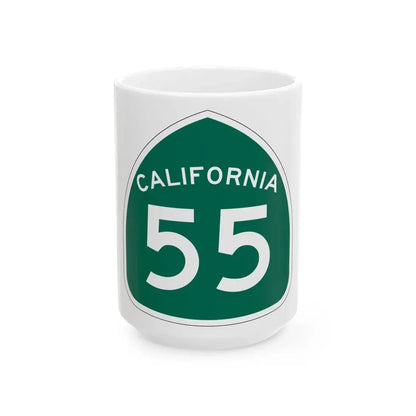 California 55 (California) (Road Sign) White Coffee Mug 15oz - Go Mug Yourself