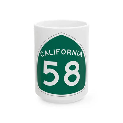 California 58 (California) (Road Sign) White Coffee Mug 15oz - Go Mug Yourself