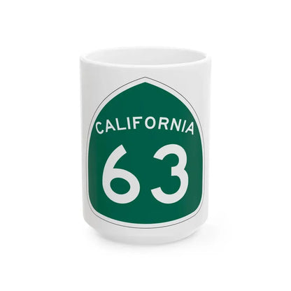 California 63 (California) (Road Sign) White Coffee Mug 15oz - Go Mug Yourself