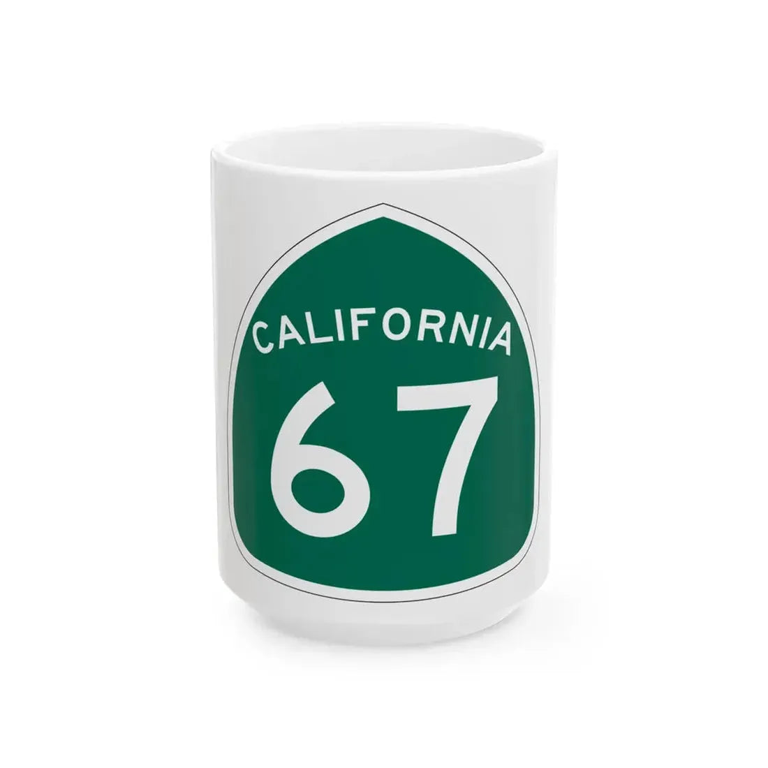 California 67 (California) (Road Sign) White Coffee Mug 15oz - Go Mug Yourself