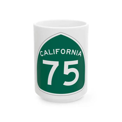 California 75 (California) (Road Sign) White Coffee Mug 15oz - Go Mug Yourself